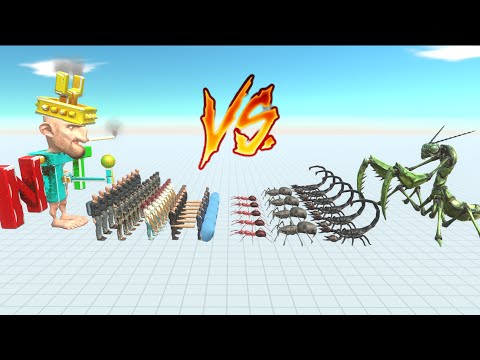 1 VS 1 TOURNAMENT GIANT INVERTEBRATES VS MODERN HUMANS   Animal Revolt Battle Simulator