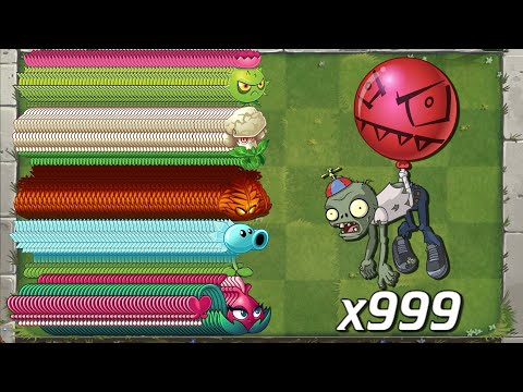PvZ 2 Every 100 Plant Max Level vs 999 Balloon Zombie - Who Will Win?
