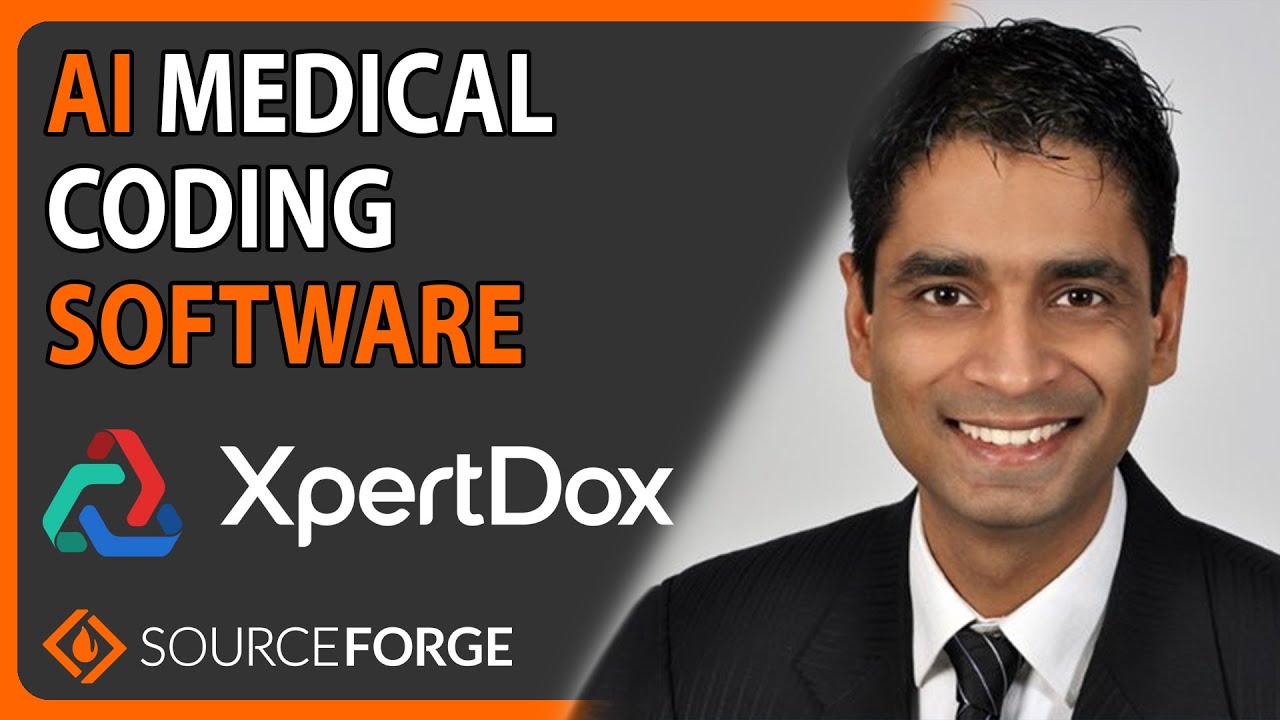 XpertDox podcast thumbnail featuring Dr. Sameer Ather and SourceForge host Beau Hamilton, discussing how AI medical coding is solving healthcare's most urgent revenue cycle problems.