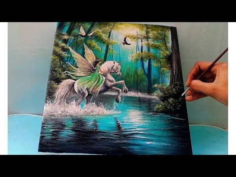 Fairy on unicorn  dreams painting step by step /Acrylic painting techniques in easy way