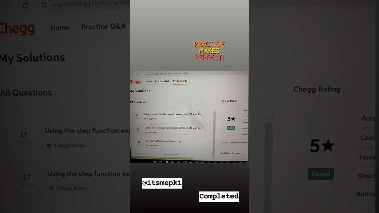 Chegg Practice Test. 💥All 3 Solutions Got Green Badge With 5 Out Of 5 Rating💥 #chegg