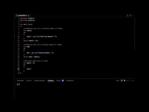 Harvard CS 50 Week 1 - Lab 1: Population Growth - Solution in C