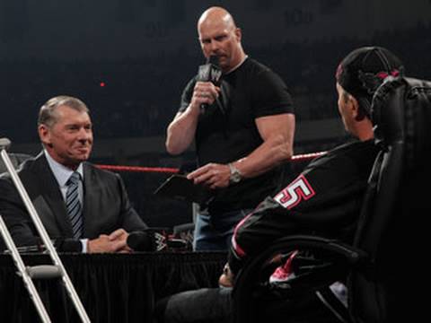 Raw: "Stone Cold" moderates Bret Hart and Mr. McMahon's No