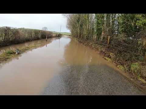 Flooded road near Puddletown
