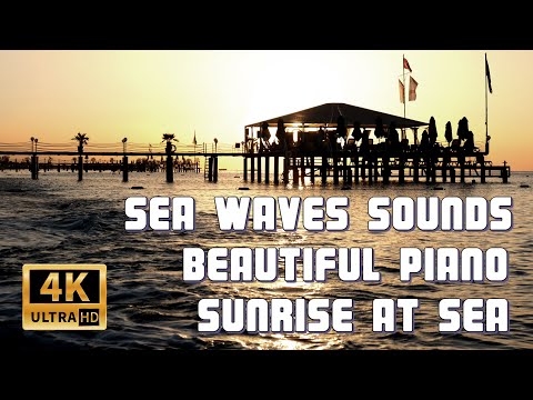 4K Golden Sunrise - Peaceful Piano MUSIC - Relaxing Sea Ocean Waves Sounds - Nature - Ultra HD 2160p