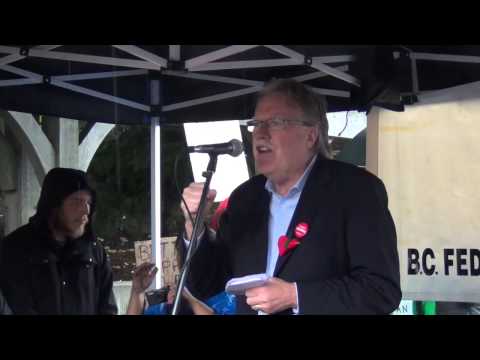 BCFED Rally at Peter Fassbender's office - BCFED President Jim Sinclair