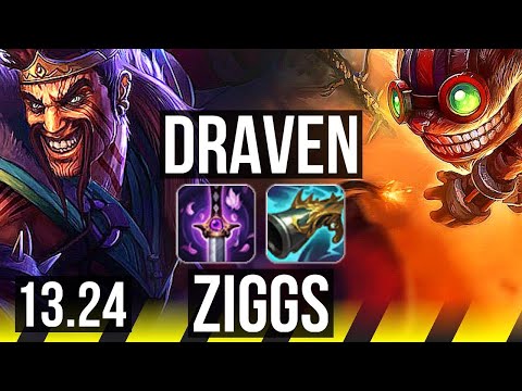 DRAVEN & Rakan vs ZIGGS & Thresh (ADC) | 7/1/6, 500+ games, Godlike | KR Master | 13.24
