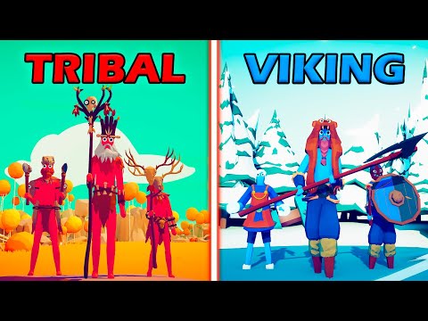 TRIBAL TEAM vs VIKING TEAM - Totally Accurate Battle Simulator | TABS