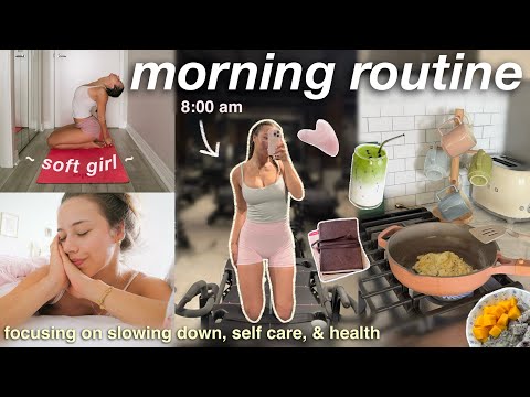 8:00 AM SOFT GIRL MORNING ROUTINE | yoga, pilates, healthy breakfast, & everything self care 🎀🥝🛁