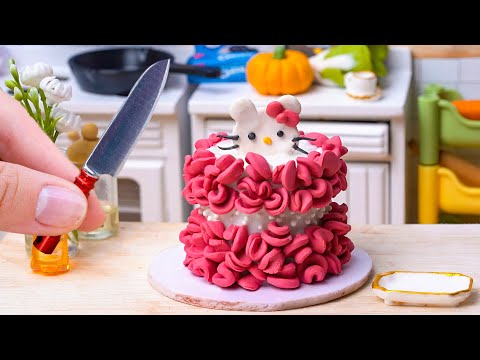 Cutest Pink Cake | How To Make Miniature HELLO KITTY Birthday Cake 💗 Mini Cake Magic