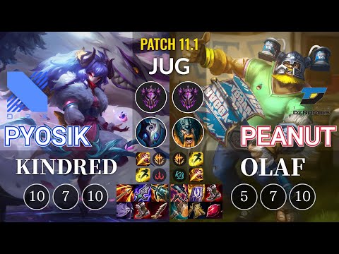 DRX Pyosik Kindred vs DYN Peanut Olaf Jungle - KR Patch 11.1