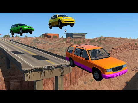 Car  vs Broken Bridge Challenge BeamNG Drive