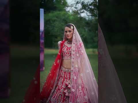 Red Pure silk Moti, Sequins embroidery Semi-Stitched Bridel Lehenga choli & Dupatta