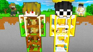 POOR vs GOD Statue Base Battle in Minecraft!