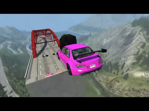 Beamng drive - Open Bridge Crashes over Giant Cereal bowl with Milk