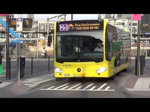 Lijn 25 (Rose) U-OV vertrekt van Utrecht CS Jaarbeurszijde.