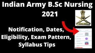 Indian Army B.Sc Nursing 2021 :Admission Application Form, Important, Eligibility, Pattern, Syllabus
