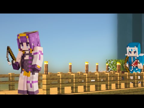 Gura and Ina trolling each other in Minecraft