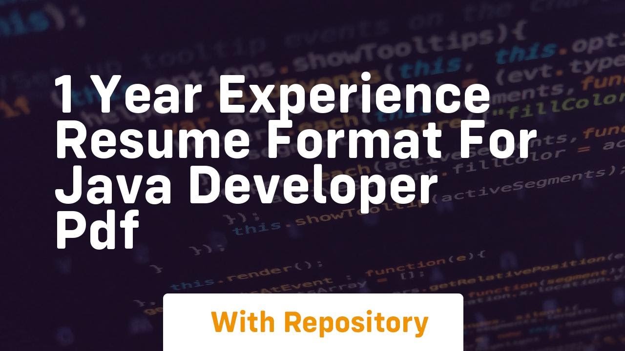 1 year experience resume format for java developer pdf
