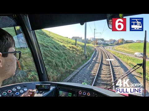 🇨🇭 Cab Ride Bern Tram Line 6 Driver's POV  | Worb Dorf - Fischermätteli [4K]