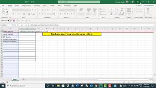 Duplicate every row into the same column in Excel