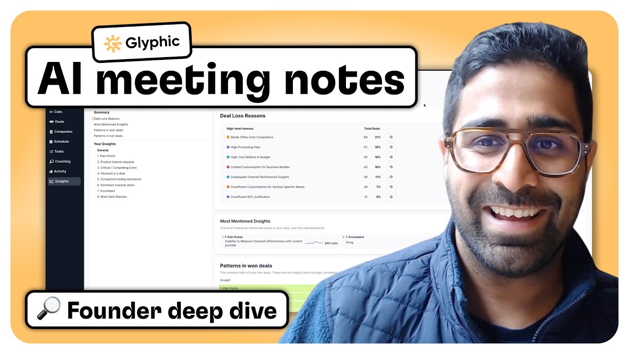Glyphic notetaker deep dive: rep coaching, structured HubSpot sync, and win/loss insights