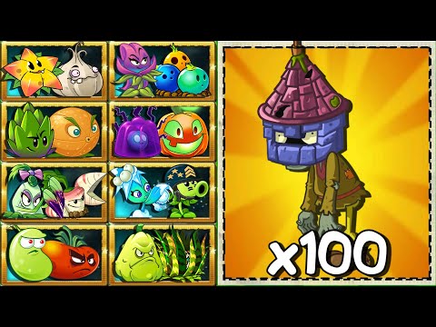 Random 30 Best Pair Team Plants vs 99 Tower Head Zombie - PvZ 2 Challenge