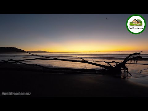 4K Golden Sunrise New Zealand - Rarangi Beach, New Zealand.