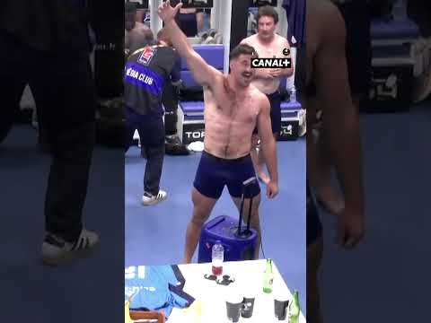 Auguste Cadot ambiance le vestiaire de Montpellier après leur victoire en demi-finale 🕺 #rugby
