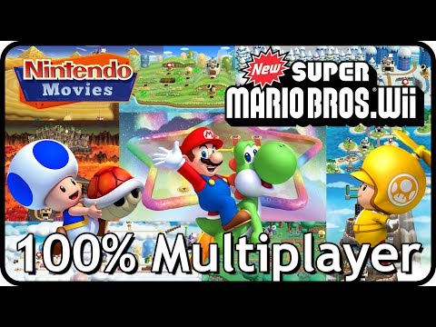 New Super Mario Bros Wii 100% Multiplayer Walkthrough (Full Game)