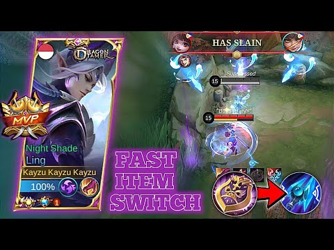 LING INSANE ITEM SWITCH & FAST HAND COMBO! LING NIGHT SHADE GAMEPLAY! - Mobile Legends