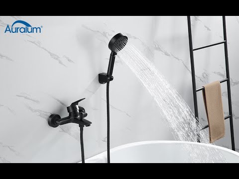 Auralum Sistema de Ducha con Grifo de baño Grifería de bañera con 5 Funciones Ducha de Mano con 1.5M Acero Inoxidable Flexos de ducha