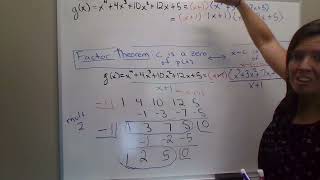 Use factor theorem to factor a degree 4 polynomial