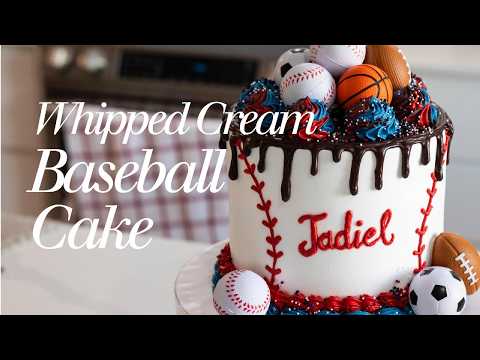 Whipped Cream Baseball Cake âšľ Easy Sports Birthday Cake