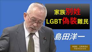 【ライブラリ 字幕】島田洋一712人ギリ　家族別姓の子の氏　LGBT偽装難民　島田洋一　日本保守党　衆議院法務委員会　思い出の第217回国会　2025/3/12　#日本保守党