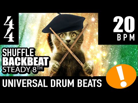 Play Too! 4/4 Backbeat - Shuffle - Steady 8th [20 BPM] Universal Drum Beat Backing Track
