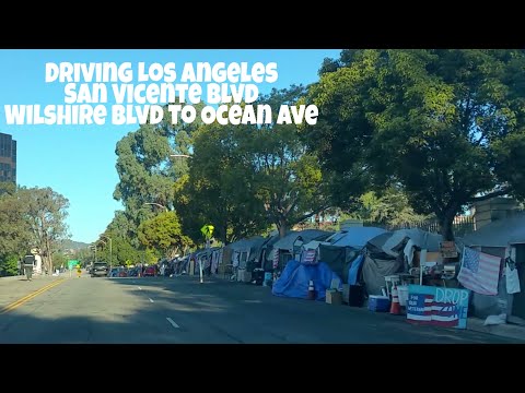 Driving Los Angeles San Vicente Blvd Wilshire Blvd to Ocean Ave