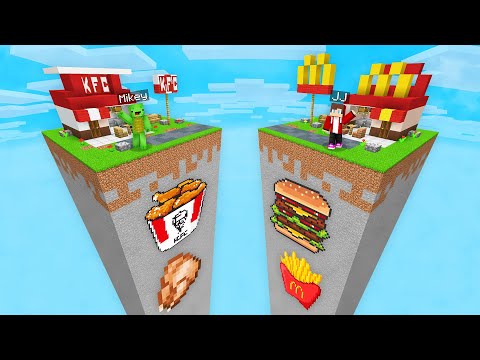 Mikey KFC Chunk vs JJ McDonalds Chunk Survival Battle in Minecraft (Maizen)