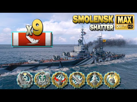 Cruiser Smolensk: Masterplay on map Shatter - World of Warships
