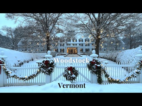 [4K] 🇺🇸 Beautiful Snowy Scenery in America's Prettiest Town ❄️☃️🏡 | Woodstock, Vermont 2025