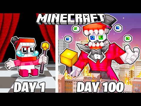 100 Days as CAINE in HARDCORE Minecraft! EPIC SURVIVAL