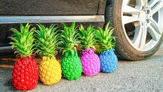 Experiment Car vs Rainbow PineApple and more | Crushing Crunchy & Soft Things by Car | Crunchy Car