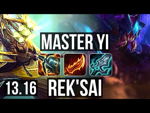 YI vs REK'SAI (JNG) | Penta, 1.7M mastery, 300+ games, Dominating | KR Master | 13.16