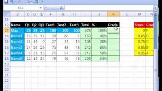 Excel Magic Trick #194: Grade Book Based on Percentages