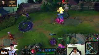 Faker having a laugh with his teammates