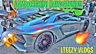 LAMBORGHINI DRIVERS REV READY TO LEAVE MIAMI & THIS HAPPENED… | PURE EXTOIC SOUND 🔥🔊 | LTEEZY 305