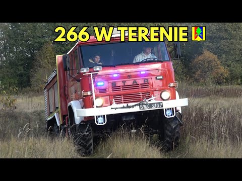Alarmowo jazda w terenie pożarniczym Starem 266 z turbiną od 1142 z OSP Dębe Wielkie