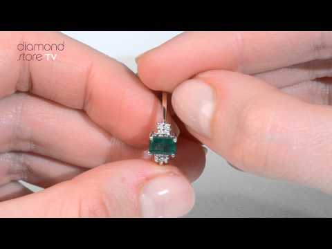 FET37 G - 6mm x 4mm Emerald Ring With Shoulder Diamonds