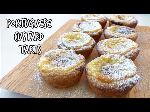 PORTUGUESE CUSTARD TARTS (PASTEIS DE NATA) with Nutella, Cookie Butter, and Ube Jam Filling.