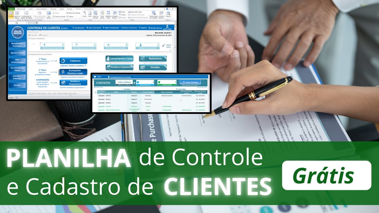 🟠 [Gratuita] Planilha de Cadastro de Clientes Grátis Excel - Controle de Clientes Grátis